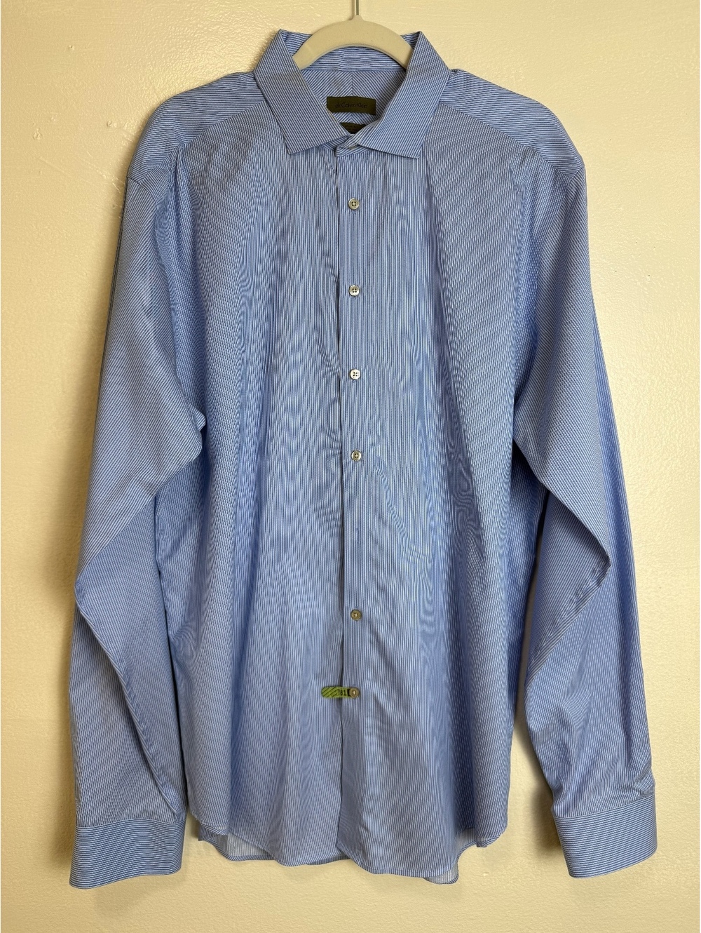 Calvin Klein Men’s Slim Fit Non-Iron Blue White Stripe Dress Shirt